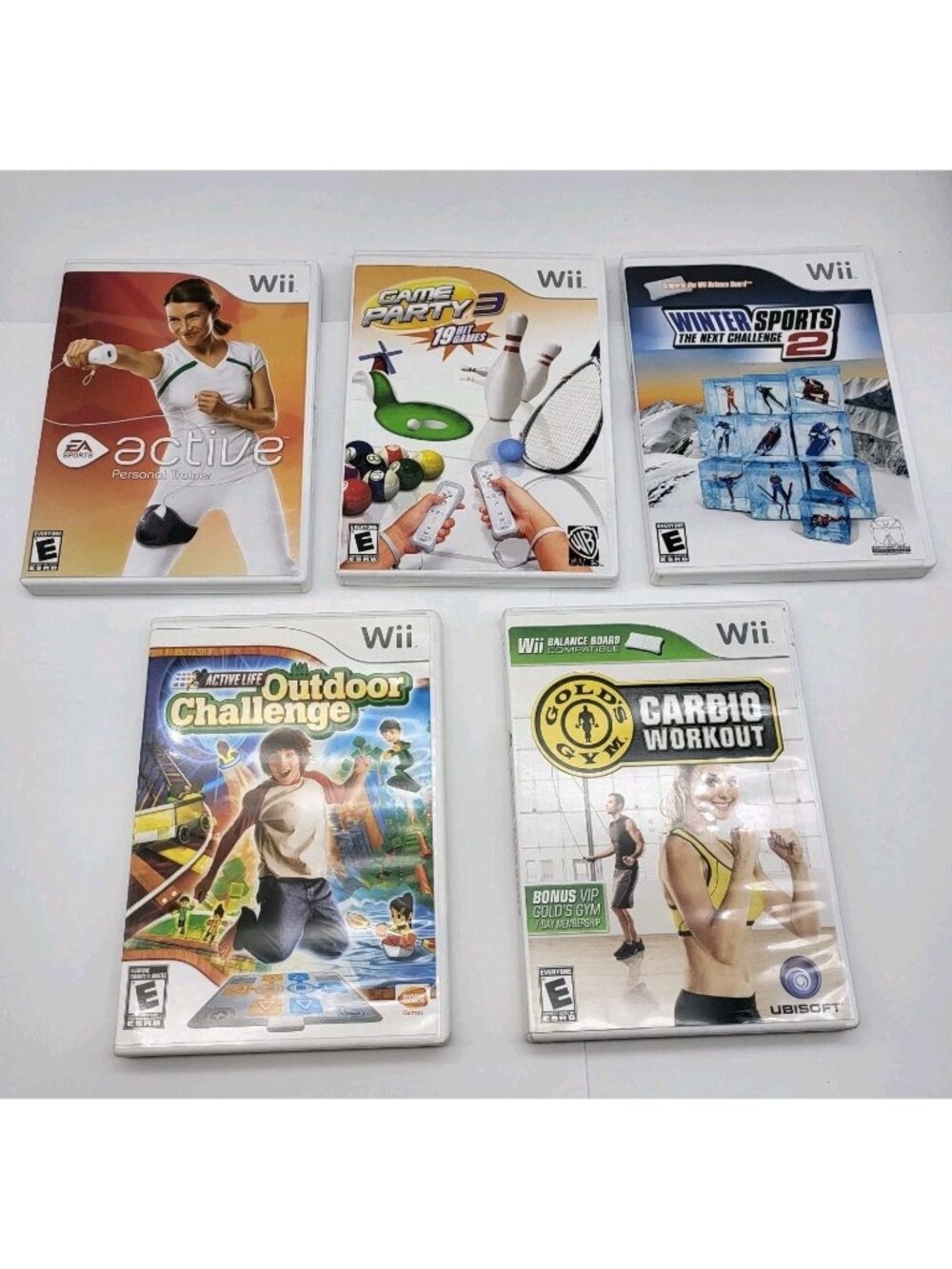 5 Wii Games Lot Workout Cardio Outdoor Challenge Winter Sports Game Party 3